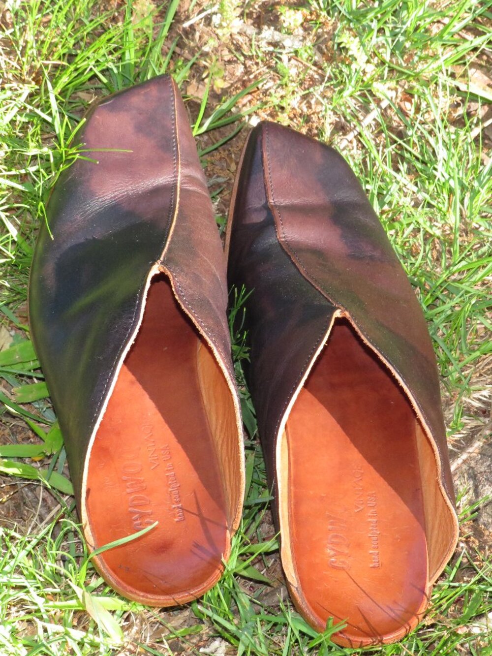 CYDWOQ Vintag Hand‑Sculpted Leather Slip‑On Shoes Artisan Minimalist Pointed 8.5